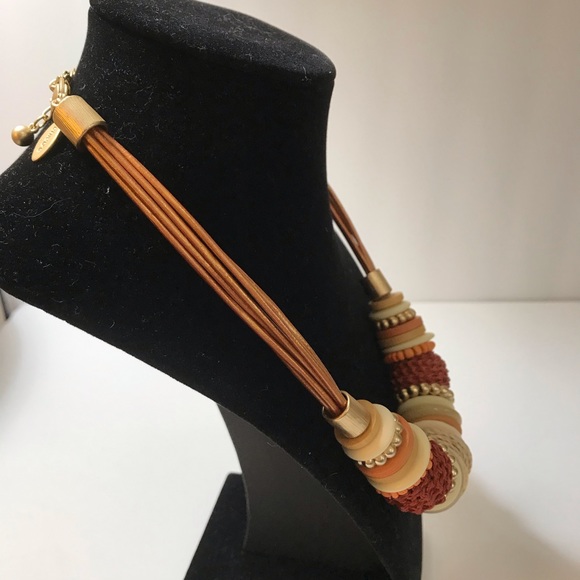 Chico’s Bronze Leather Necklace w/Accent Detailing - Picture 3 of 10